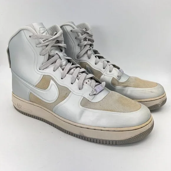 Nike Air Force One AF-1 Hyperfuse Silver Men Size 11.5 Hi Top Shoes 454433-001 - Picture 2 of 12